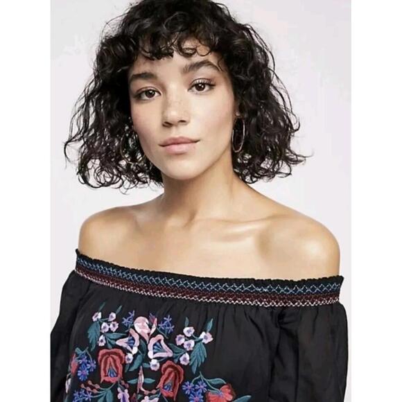 Free People Sunbeam Off The Shoulder Women's Size S Embroidered Mini Dress - Picture 3 of 9